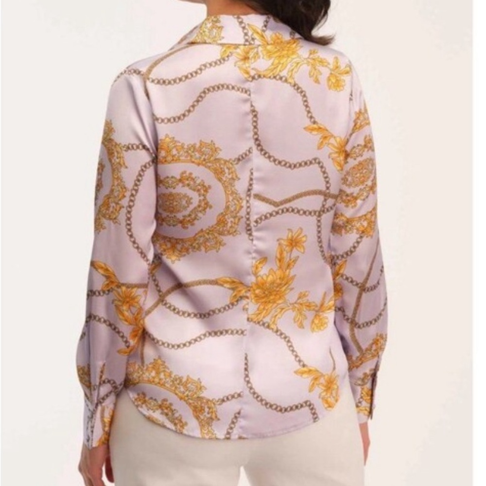 INDUSTRY Chain Print Button Down Blouse size small - Picture 2 of 10